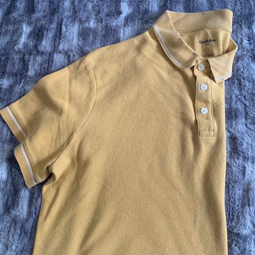 Goodfellow & Co. Yellow & White Short Sleeve 3- Button Polo | Size XXL